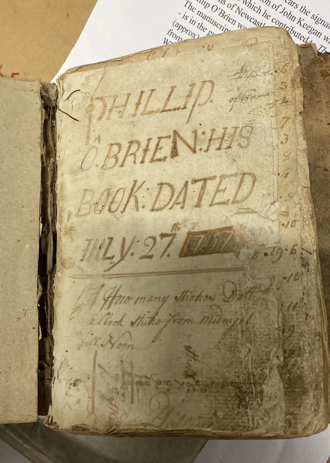 Phillip O'Brien notebook - front page